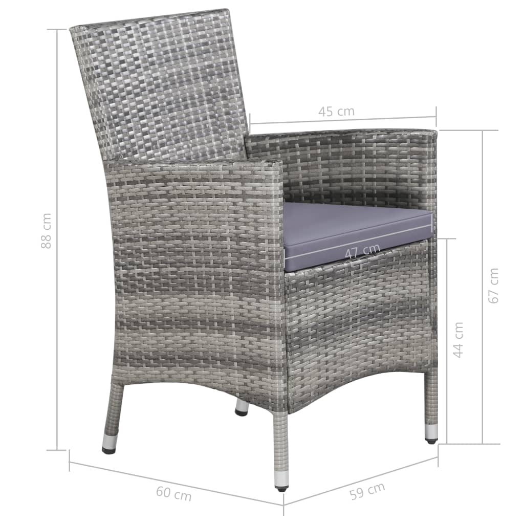 Set da Pranzo da Giardino 11 pz con Cuscini Polyrattan Grigio - homemem39