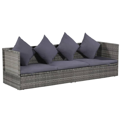 Lettino da Giardino Grigio 200x60 cm in Polyrattan - homemem39