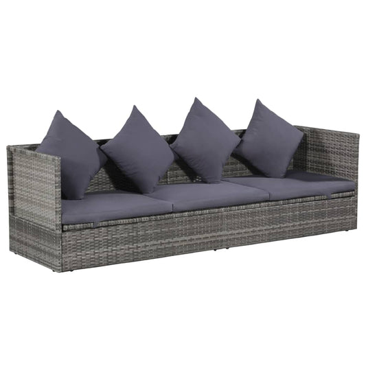 Lettino da Giardino Grigio 200x60 cm in Polyrattan - homemem39