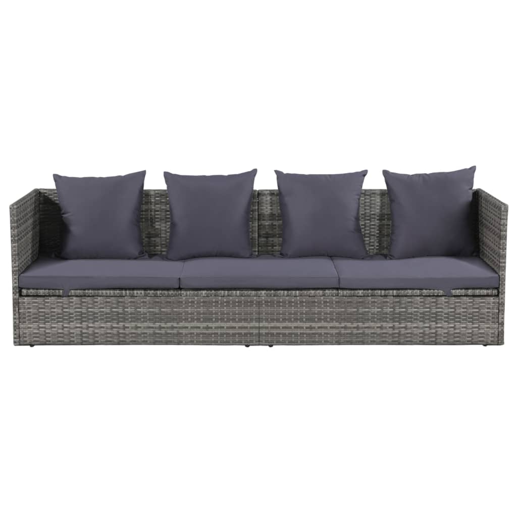 Lettino da Giardino Grigio 200x60 cm in Polyrattan - homemem39