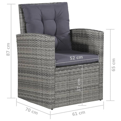 Set Divani da Giardino 6 pz con Cuscini in Polyrattan Grigio - homemem39