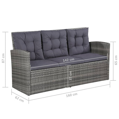 Set Divani da Giardino 6 pz con Cuscini in Polyrattan Grigio - homemem39