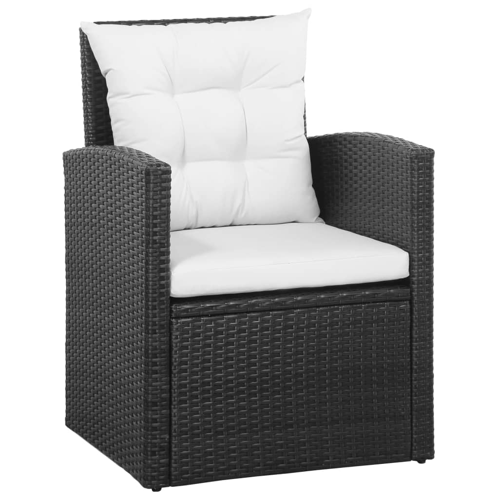 Set Divani da Giardino 5 pz con Cuscini in Polyrattan Nero - homemem39