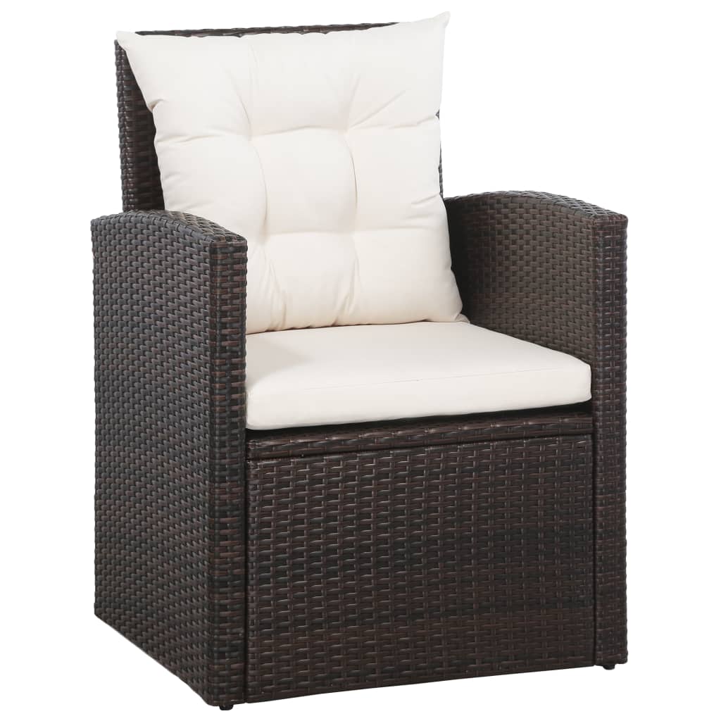 Set Divani da Giardino 5 pz con Cuscini in Polyrattan Marrone - homemem39