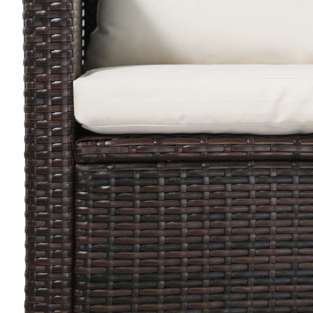 Set Divani da Giardino 5 pz con Cuscini in Polyrattan Marrone - homemem39