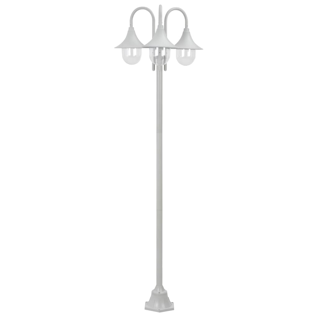 Lampione da Giardino E27 220 cm in Alluminio 3 Lampade Bianco - homemem39