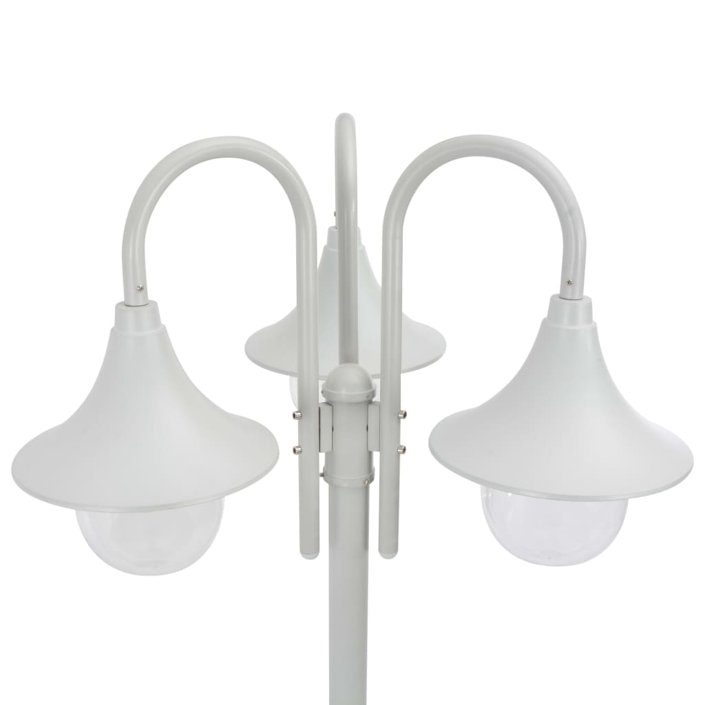 Lampione da Giardino E27 220 cm in Alluminio 3 Lampade Bianco - homemem39