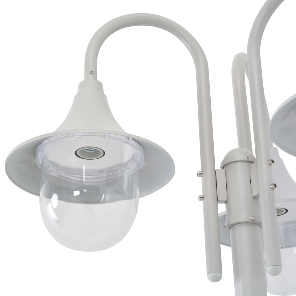 Lampione da Giardino E27 220 cm in Alluminio 3 Lampade Bianco - homemem39