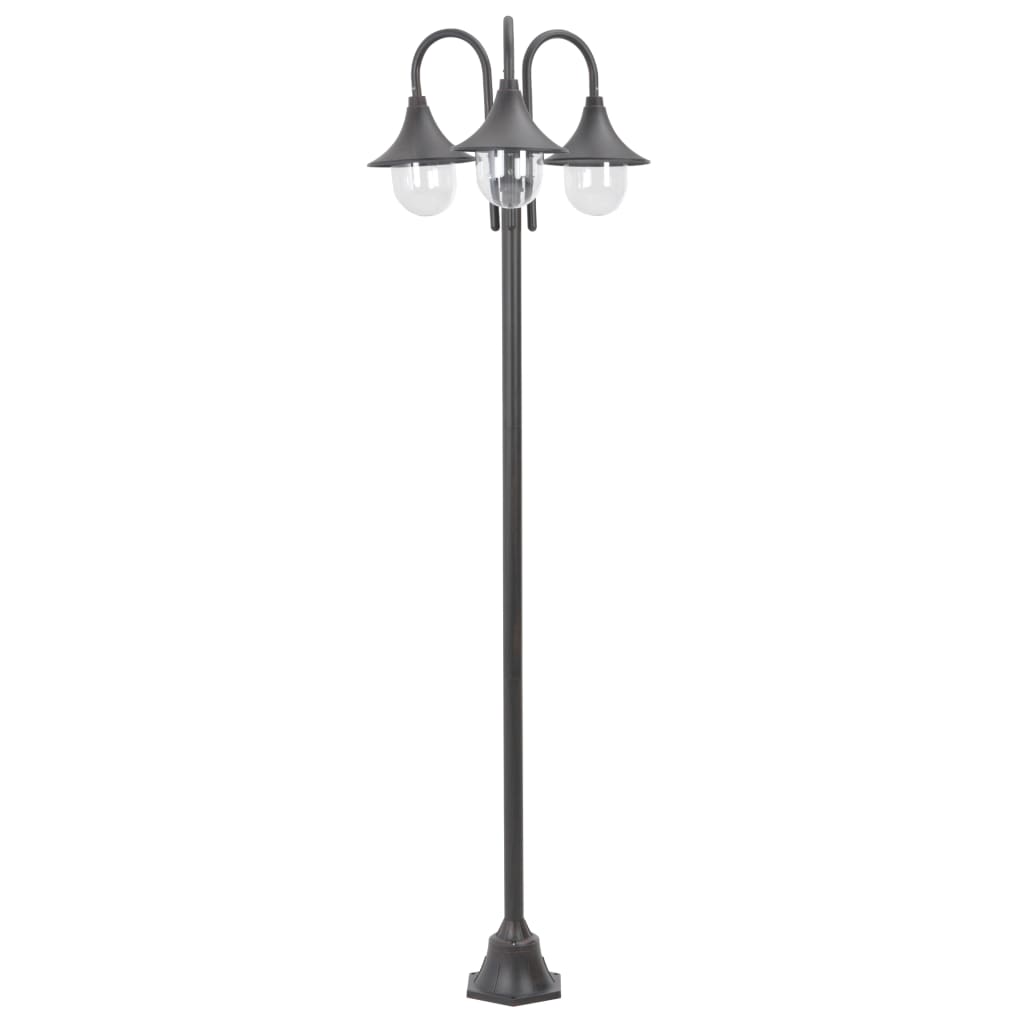 Lampione da Giardino E27 220 cm Alluminio 3 Lampade Bronzo - homemem39