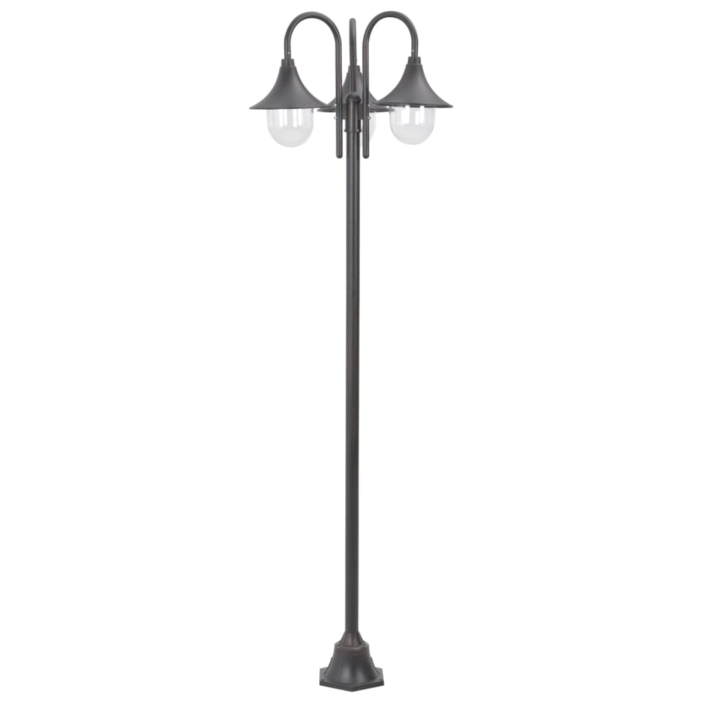 Lampione da Giardino E27 220 cm Alluminio 3 Lampade Bronzo - homemem39