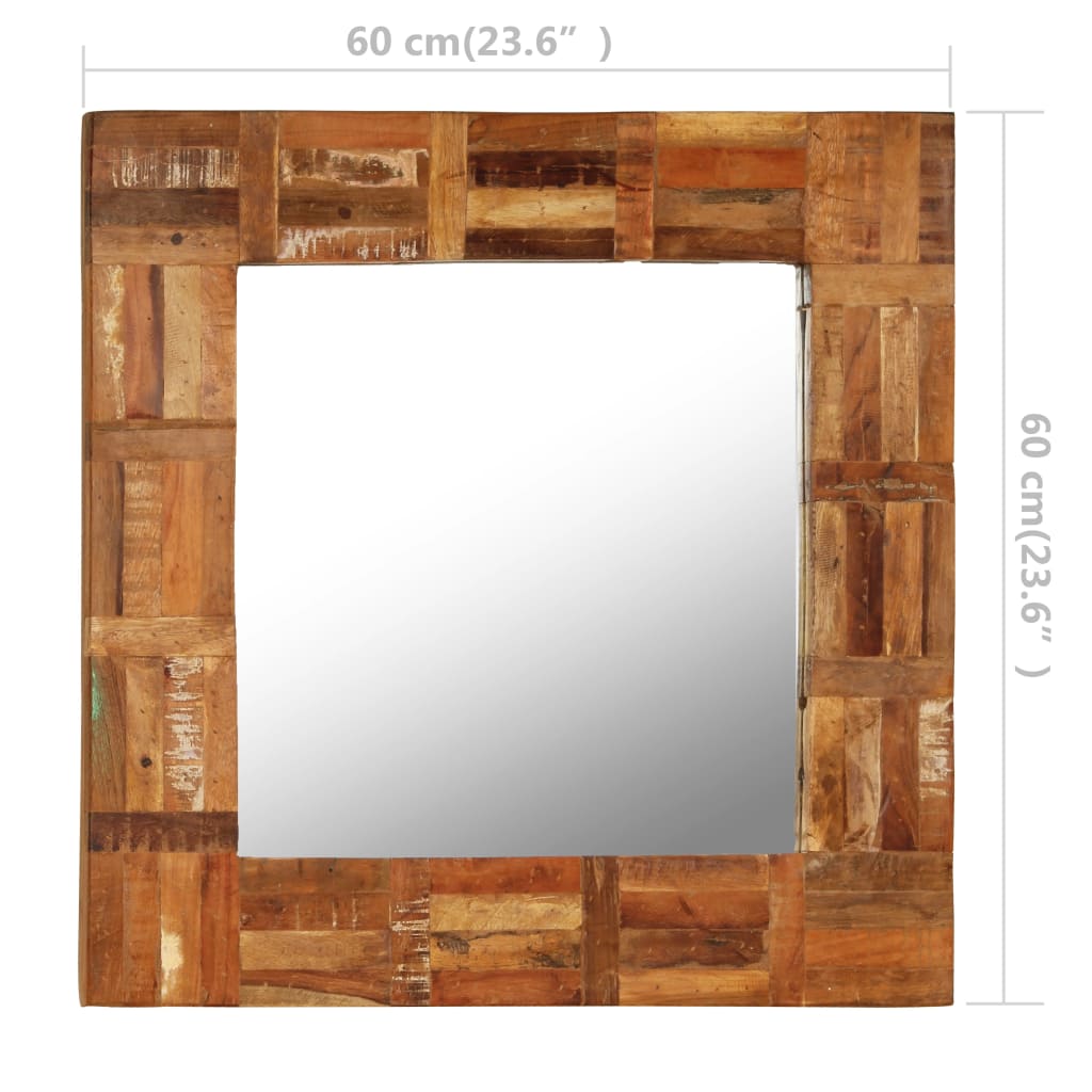 Specchio da Parete in Legno Massello di Recupero 60x60 cm - homemem39