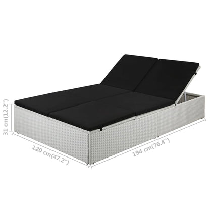 Lettino Prendisole con Cuscino in Polyrattan Nero - homemem39