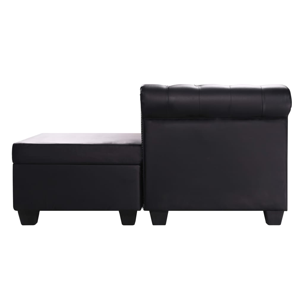 Divano Chesterfield a L in Pelle Artificiale Nero - homemem39