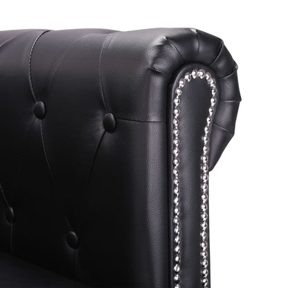 Divano Chesterfield a L in Pelle Artificiale Nero - homemem39