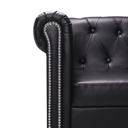 Divano Chesterfield a L in Pelle Artificiale Nero - homemem39