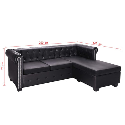 Divano Chesterfield a L in Pelle Artificiale Nero - homemem39