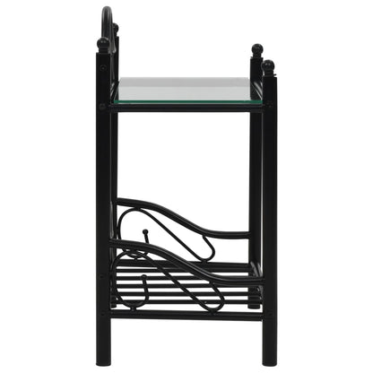 Comodini Set 2pz in Acciaio e Vetro Temperato 45x30,5x60cm Nero - homemem39