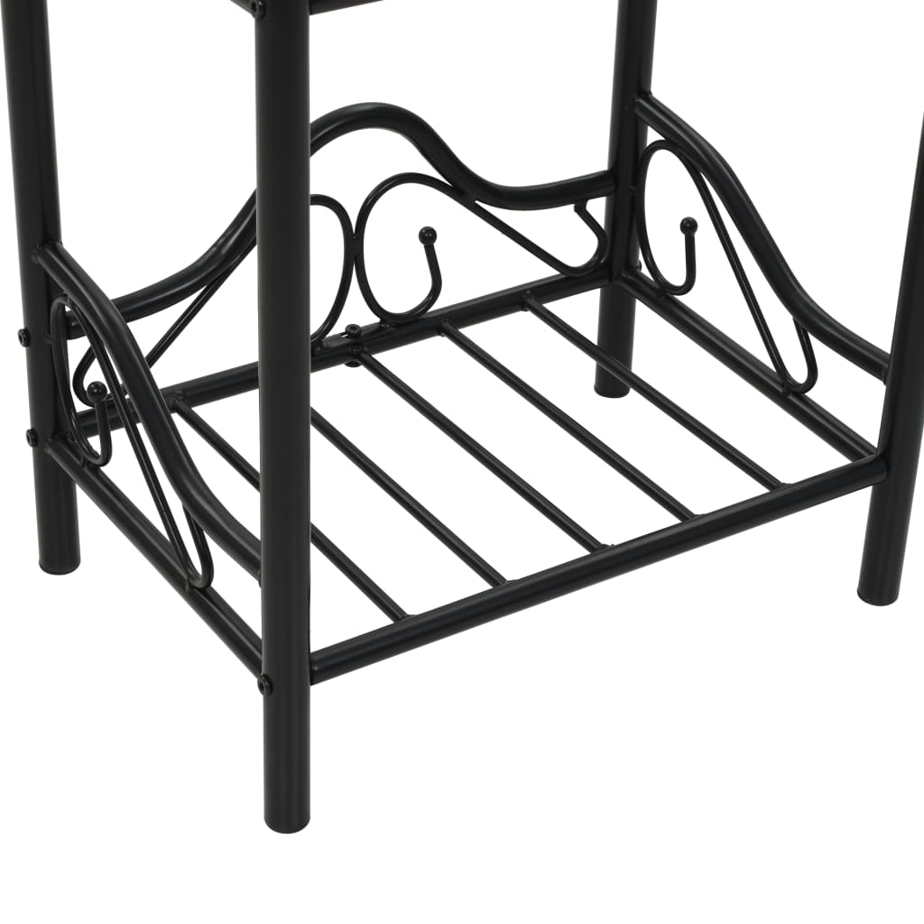 Comodini Set 2pz in Acciaio e Vetro Temperato 45x30,5x60cm Nero - homemem39