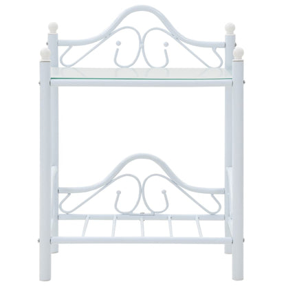 Comodini Set 2 pz Acciaio e Vetro Temperato 45x30,5x60cm Bianco - homemem39