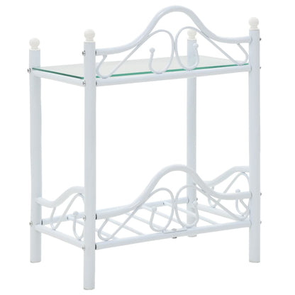 Comodini Set 2 pz Acciaio e Vetro Temperato 45x30,5x60cm Bianco - homemem39