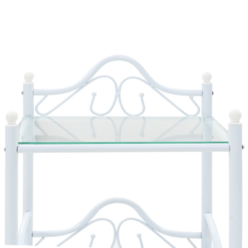 Comodini Set 2 pz Acciaio e Vetro Temperato 45x30,5x60cm Bianco - homemem39