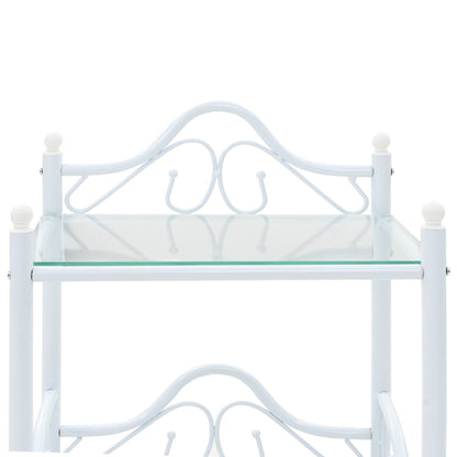 Comodini Set 2 pz Acciaio e Vetro Temperato 45x30,5x60cm Bianco - homemem39