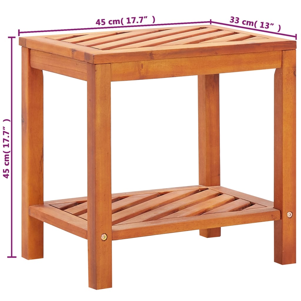 Tavolinetto in Legno Massello di Acacia 45x33x45 cm - homemem39