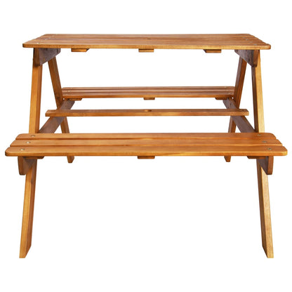 Tavolo Picnic per Bambini con Ombrellone 79x90x60cm in Acacia - homemem39