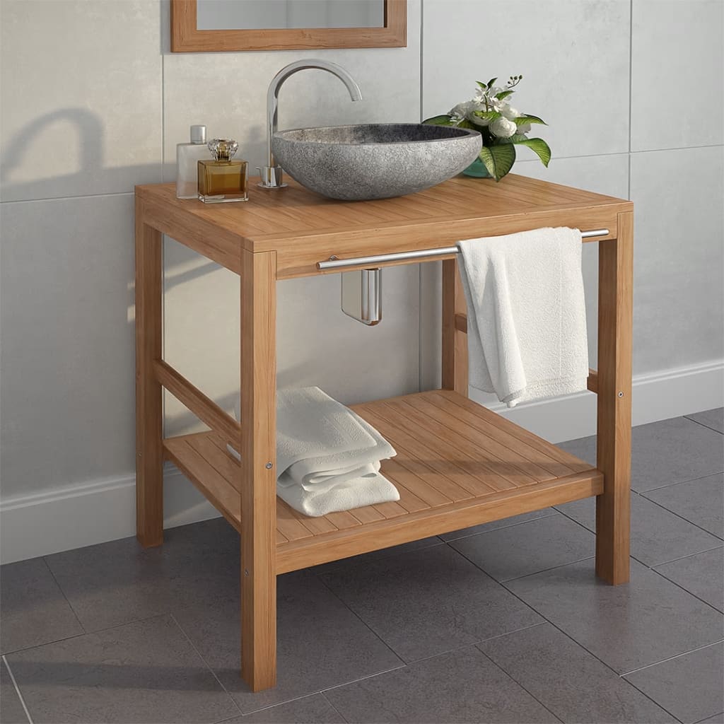 Mobile per Lavabo in Massello di Teak 74x45x75 cm - homemem39