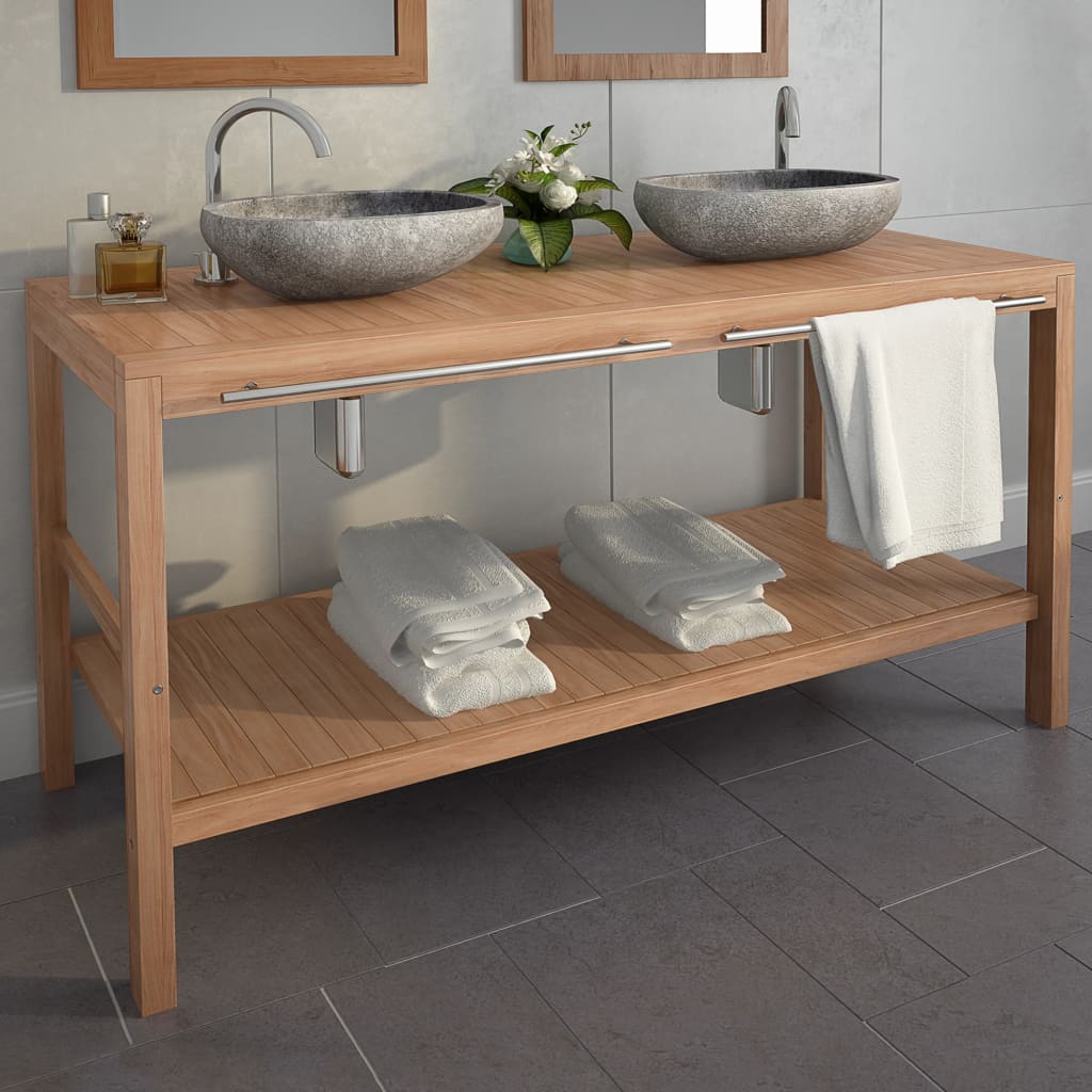 Mobile per Lavabo in Massello di Teak  132x45x75 cm - homemem39