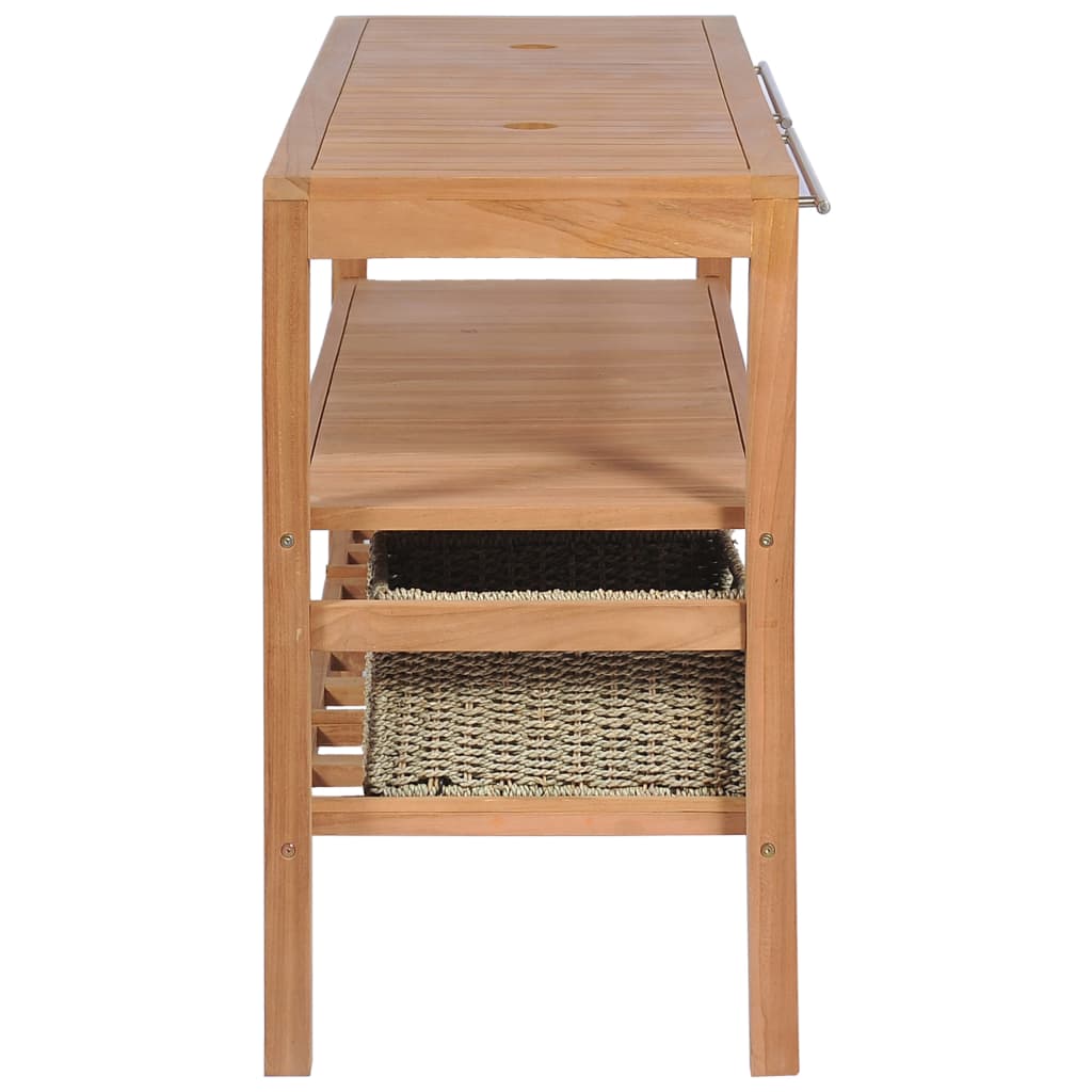 Mobile per Lavabo con 4 Cesti in Massello di Teak 132x45x75 cm - homemem39