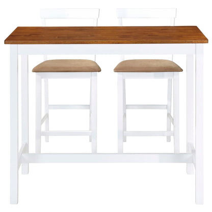 Set Tavolo e Sedie da Bar 3 pz Legno Massello Marrone e Bianco - homemem39