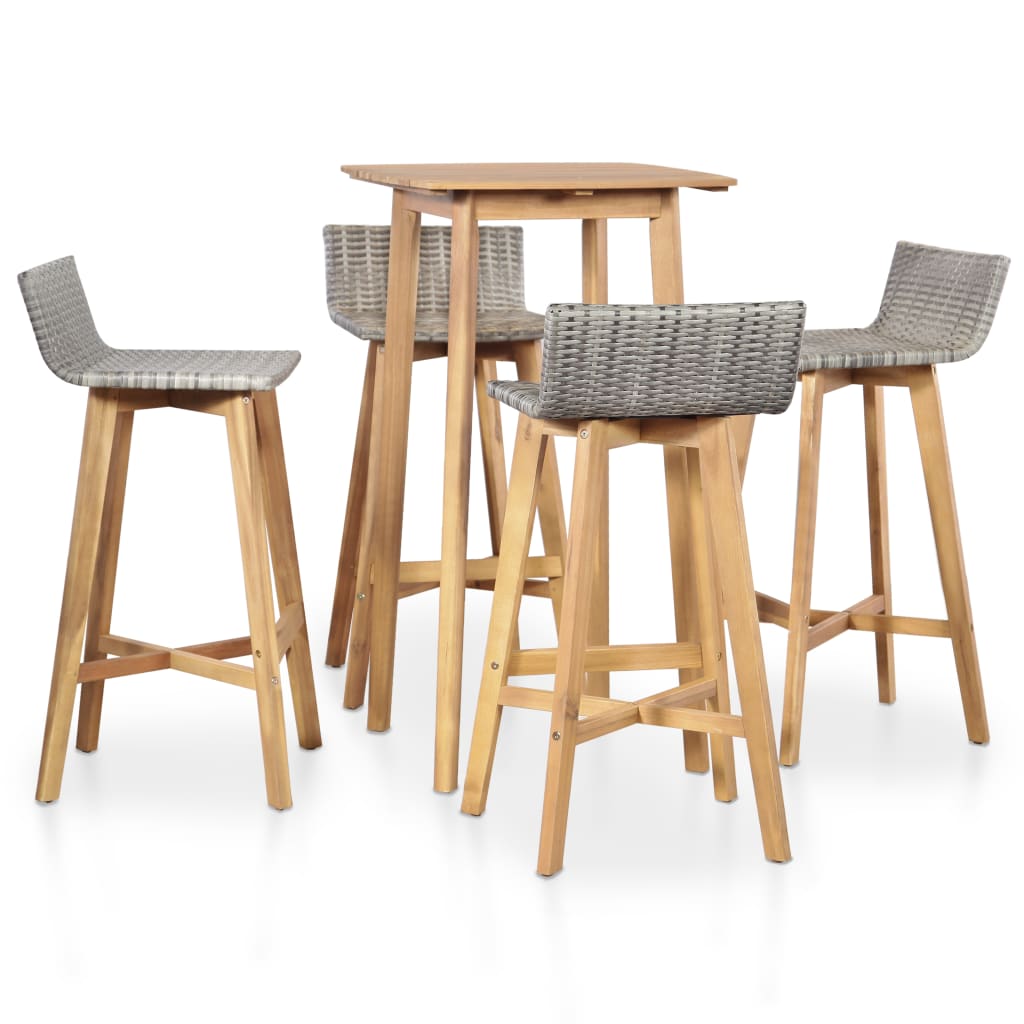 Set da Pranzo da Giardino 5 pz in Legno Massello di Acacia - homemem39