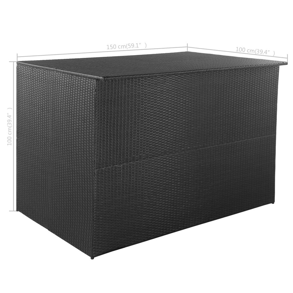 Baule da Giardino Nero 150x100x100 cm in Polyrattan - homemem39