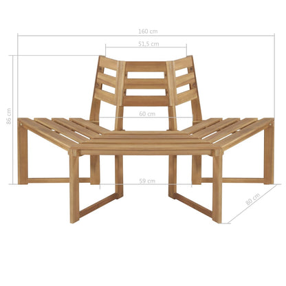 Panchina per Albero Mezza Esagonale 160 cm in Massello Acacia - homemem39