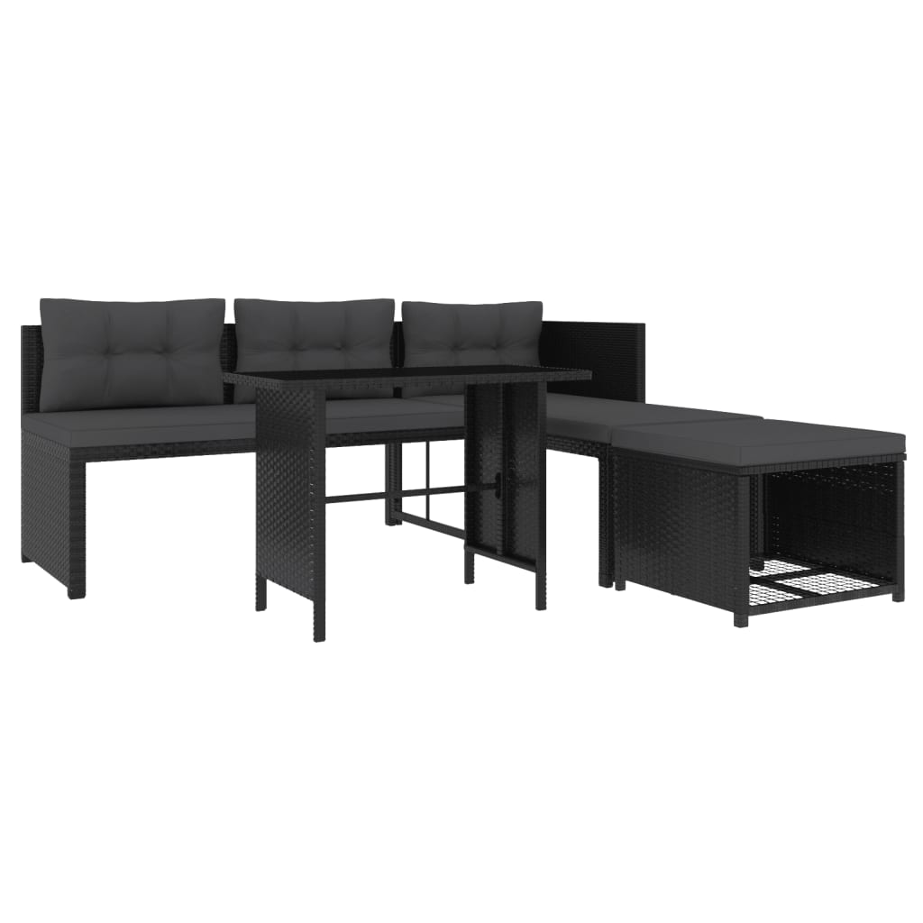 Set Divani da Giardino 4 pz in Polyrattan Nero - homemem39