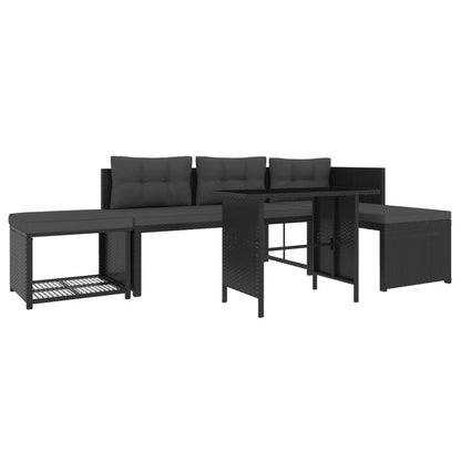 Set Divani da Giardino 4 pz in Polyrattan Nero - homemem39