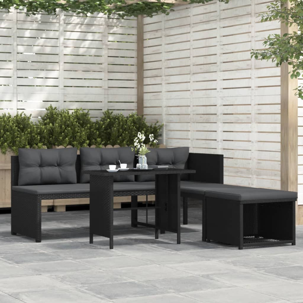 Set Divani da Giardino 4 pz in Polyrattan Nero - homemem39