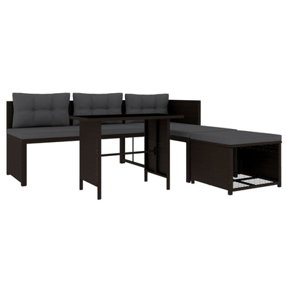 Set Divani da Giardino 4 pz in Polyrattan Marrone - homemem39