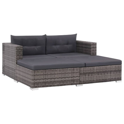 Set Divani da Giardino 3 pz con Cuscini in Polyrattan Grigio - homemem39