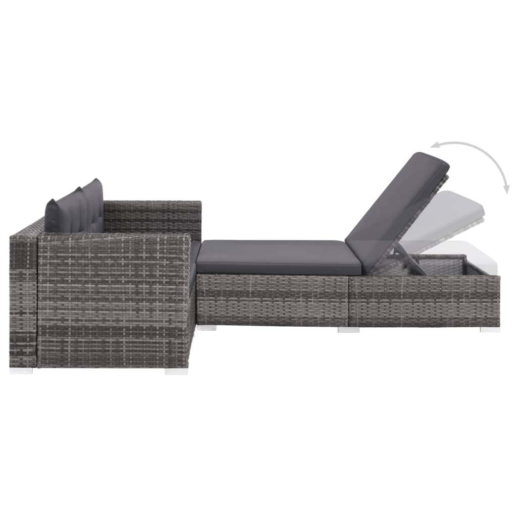 Set Divani da Giardino 3 pz con Cuscini in Polyrattan Grigio - homemem39