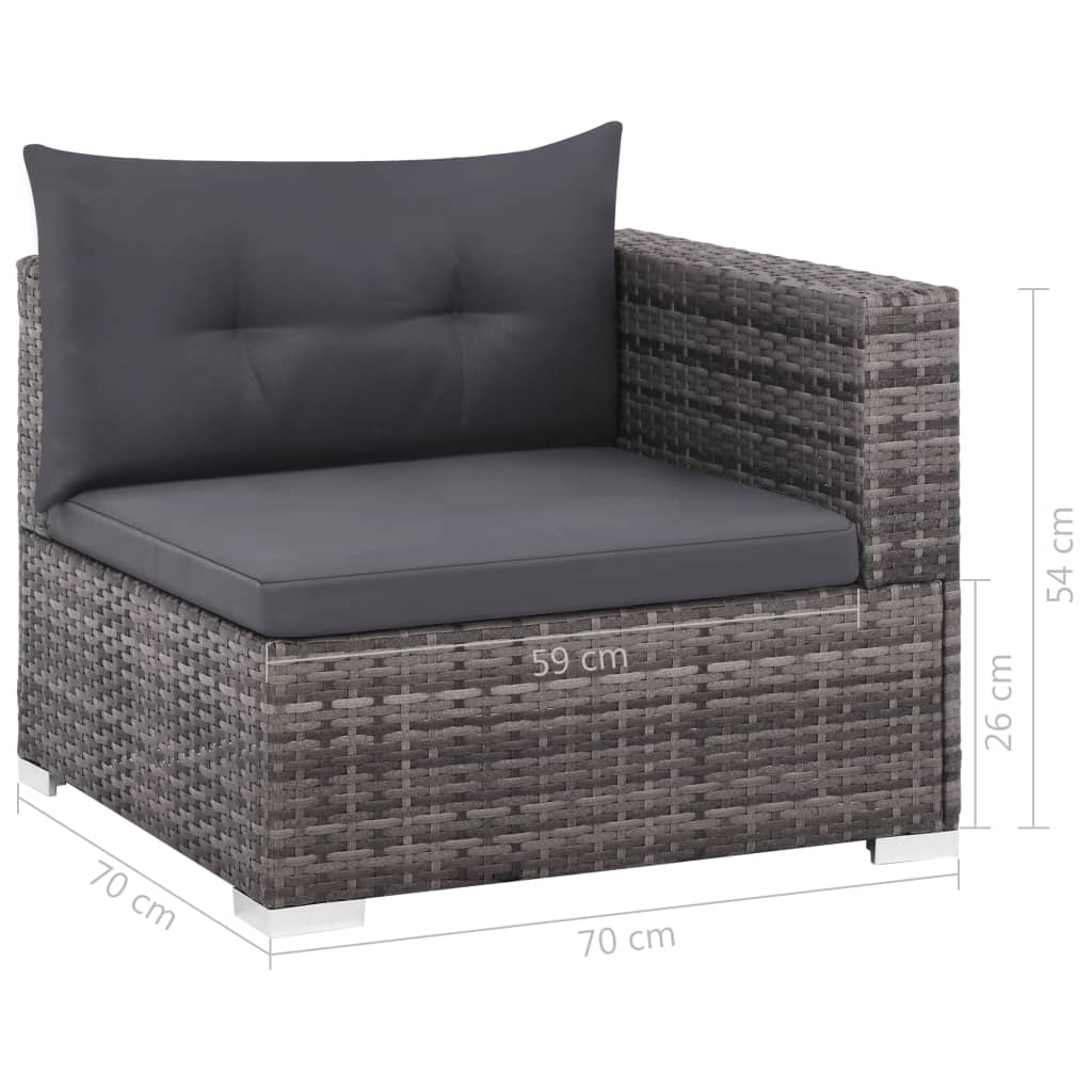 Set Divani da Giardino 3 pz con Cuscini in Polyrattan Grigio - homemem39