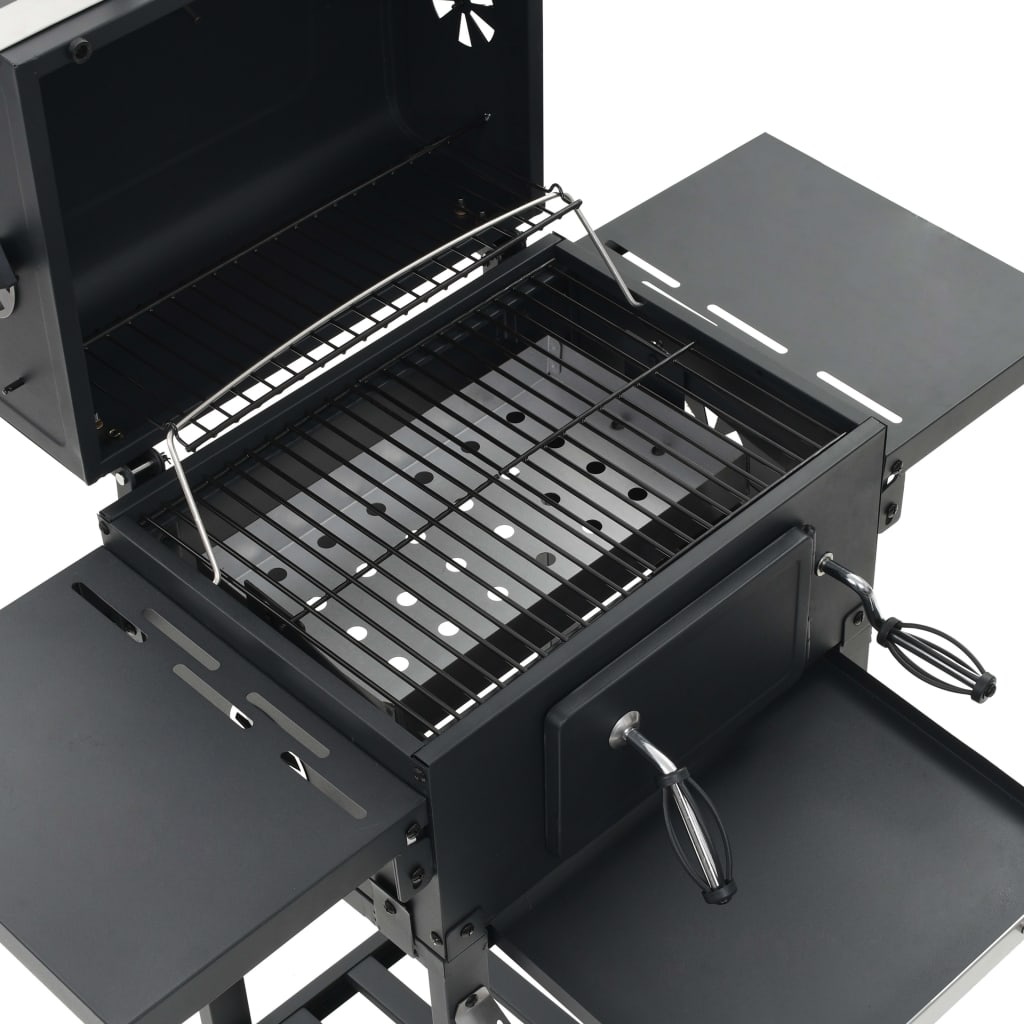 Barbecue a Carbonella con Ripiano Inferiore Nero - homemem39