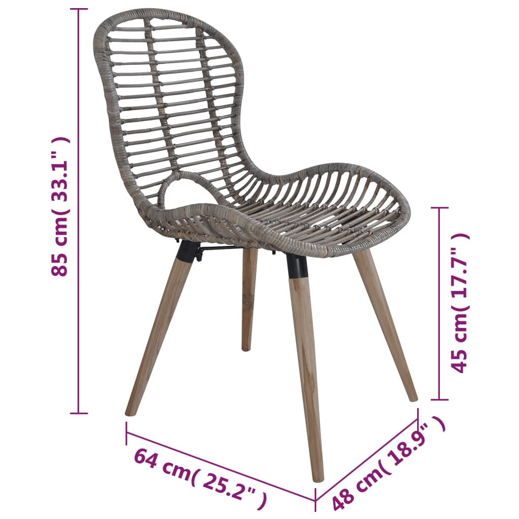 Sedie da Pranzo 4 pz Marroni in Rattan Naturale - homemem39