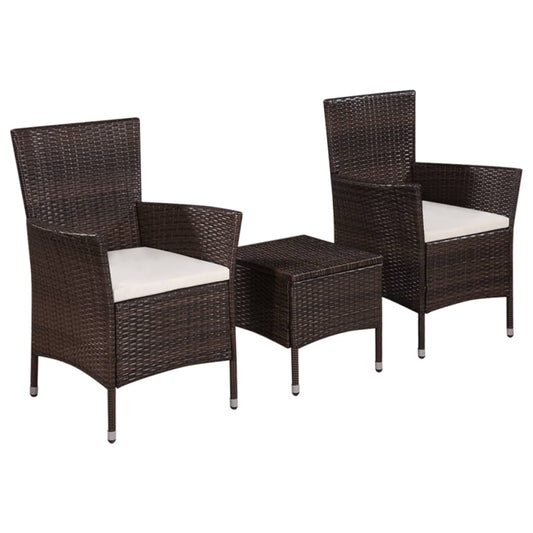 Set da Bistro 3 pz in Polyrattan Marrone - homemem39