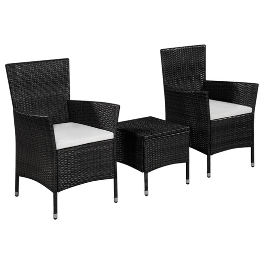 Set da Bistrot 3 pz in Polyrattan Nero - homemem39