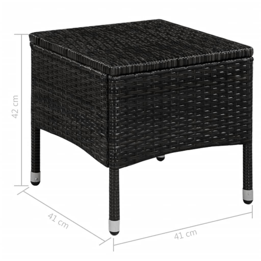 Set da Bistrot 3 pz in Polyrattan Nero - homemem39