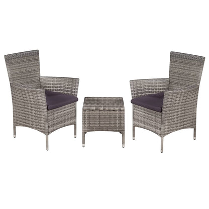 Set da Bistrot 3 pz in Polyrattan Grigio - homemem39