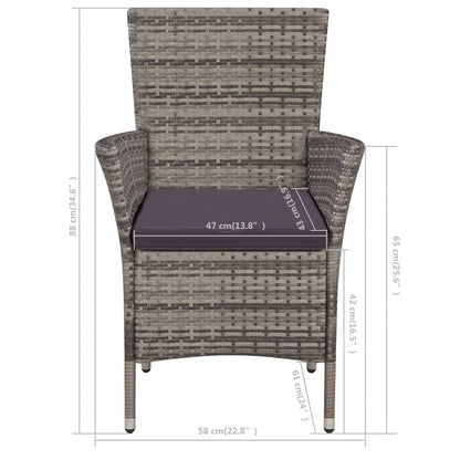 Set da Bistrot 3 pz in Polyrattan Grigio - homemem39