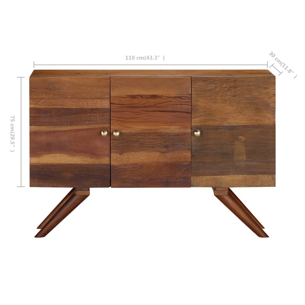 Credenza in Legno Massello di Recupero 110x30x75 cm Marrone - homemem39